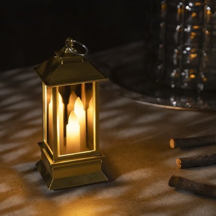 Фигура светодиодная "Фонарь цвет золото с тремя свечами", 13х5.5х5.5 см, 3xAG13, Т/БЕЛЫЙ 4843957