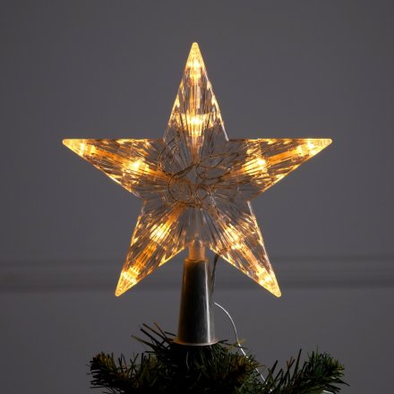 Фигура "Звезда Белая ёлочная" 16x16 см, пластик, нить, 10 LED, AAх2, фиксинг, Т/БЕЛЫЙ   9424091
